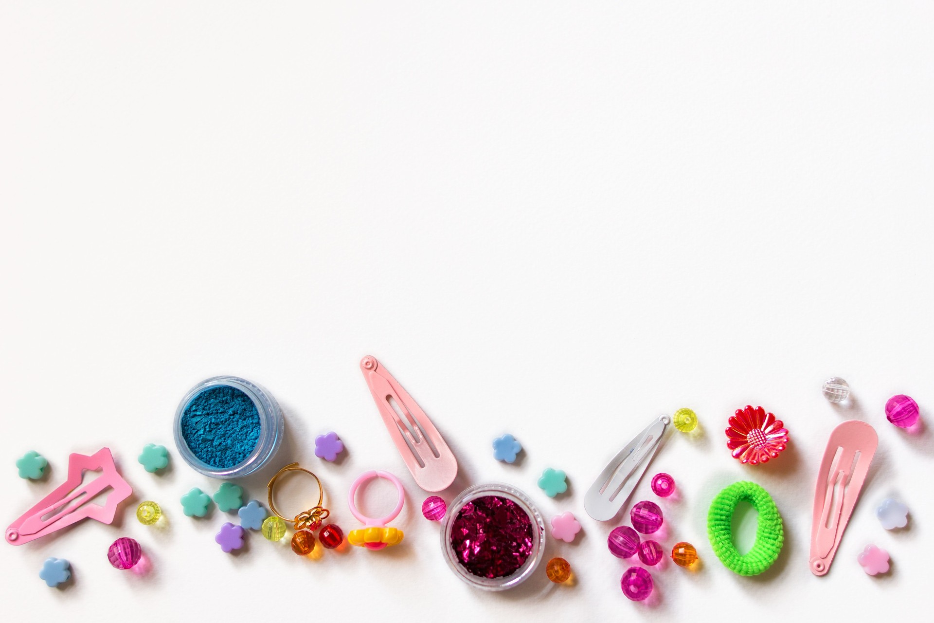 Little girl accessories lifestyle set on white